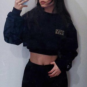 barely worn, upcycled reworked custom-made cropped eco + authentic Champion crew